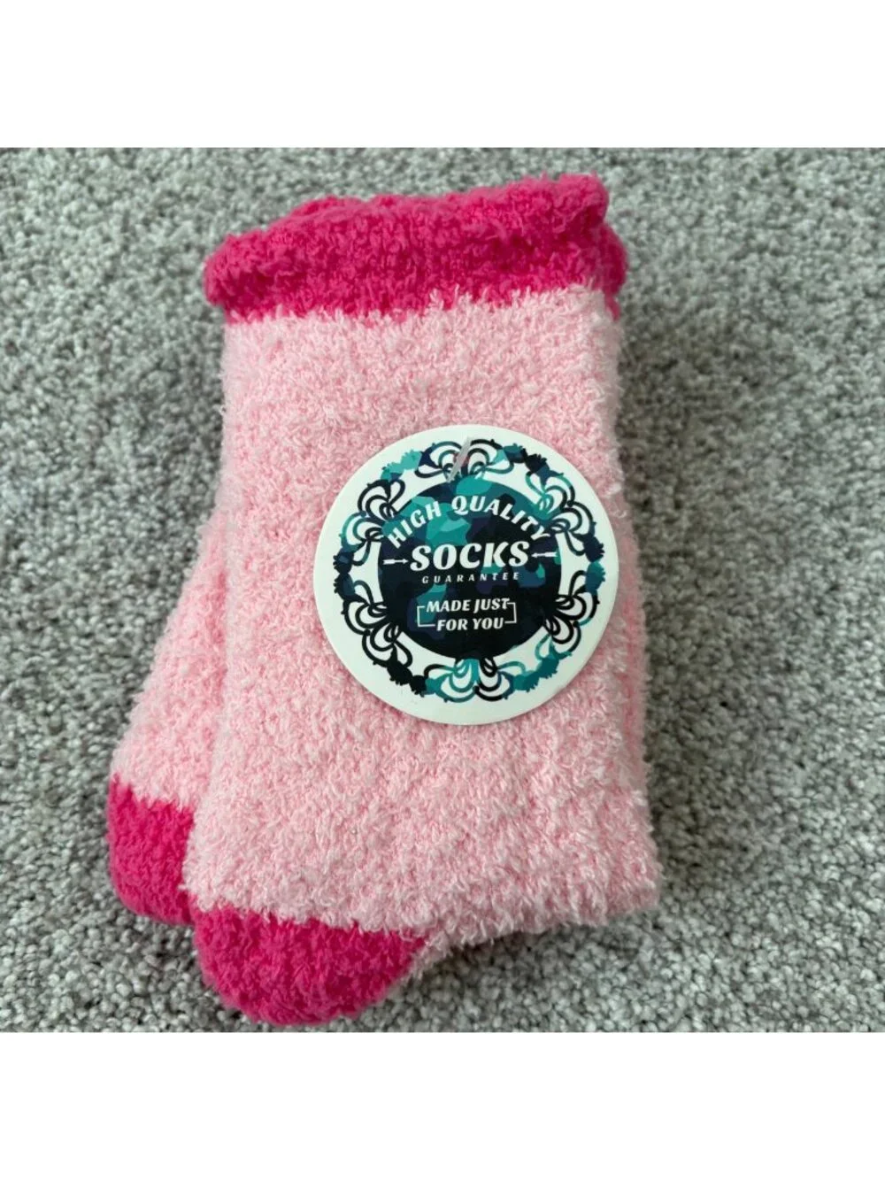 Fuzzy Socks New Pink Multicolored one size Womens medium
